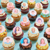 Edible Photo Cupcakes featuring custom edible photos on vibrant cupcakes with Swiss Meringue Buttercream by Crumbs & Doilies.